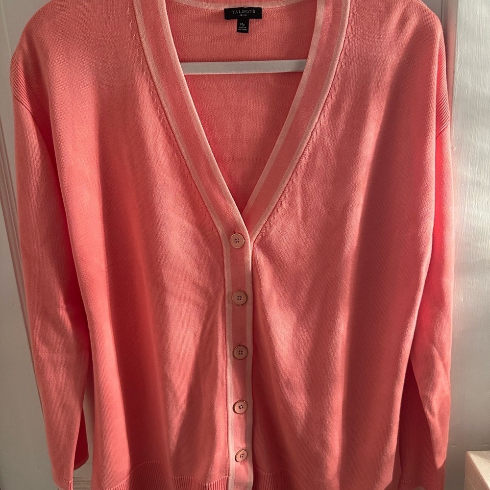 Talbots Pink Button-Up Cardigan